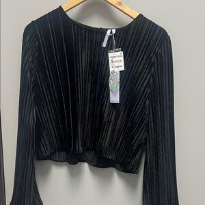 Good Luck Girl Chic Black Pleated Blouse Boho Chic Look